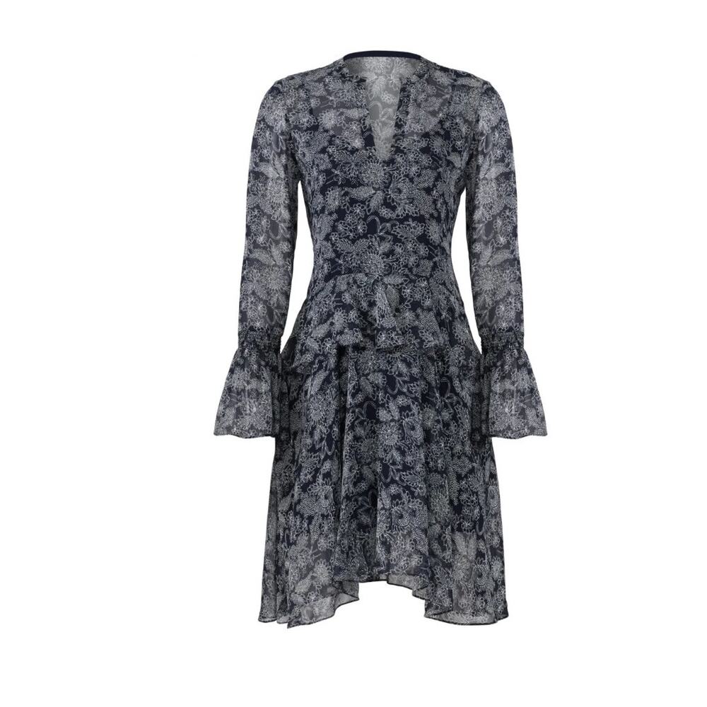 Derek Lam IO Crosby Midnight Garden Silk Chiffon Dress  Romantic Ethereal Sheer
